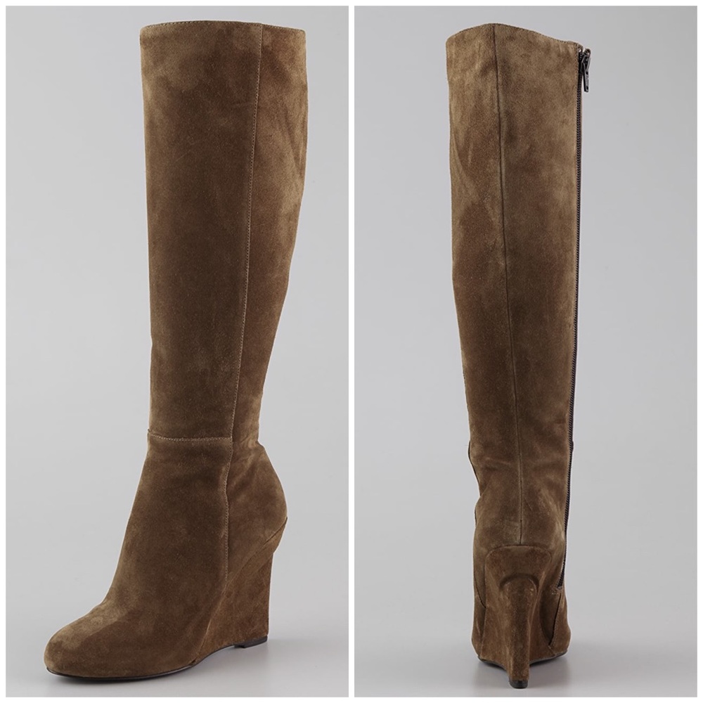 Vera Wang Lavender “Eldora” Suede Wedge Boots